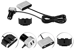 Автомобильное зарядное устройство Momax 2.4a 4xUSB-A ports car charger silver (UC6S) - миниатюра 5