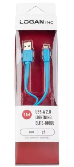 Кабель Logan USB-A - Lightning 10w 1м cable Blue (EL118-010BU) - фото 3
