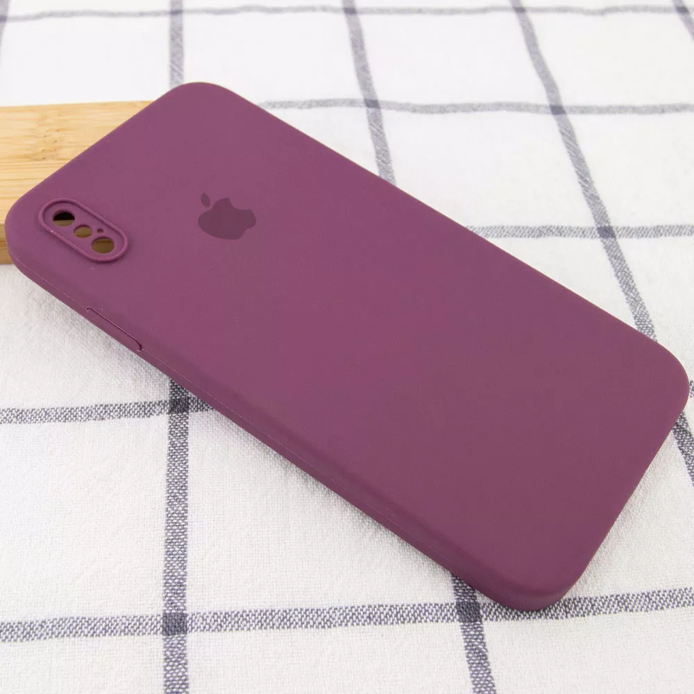 Чехол Silicone Case Full Camera Square для Apple iPhone X, iPhone XS Maroon - фото 2