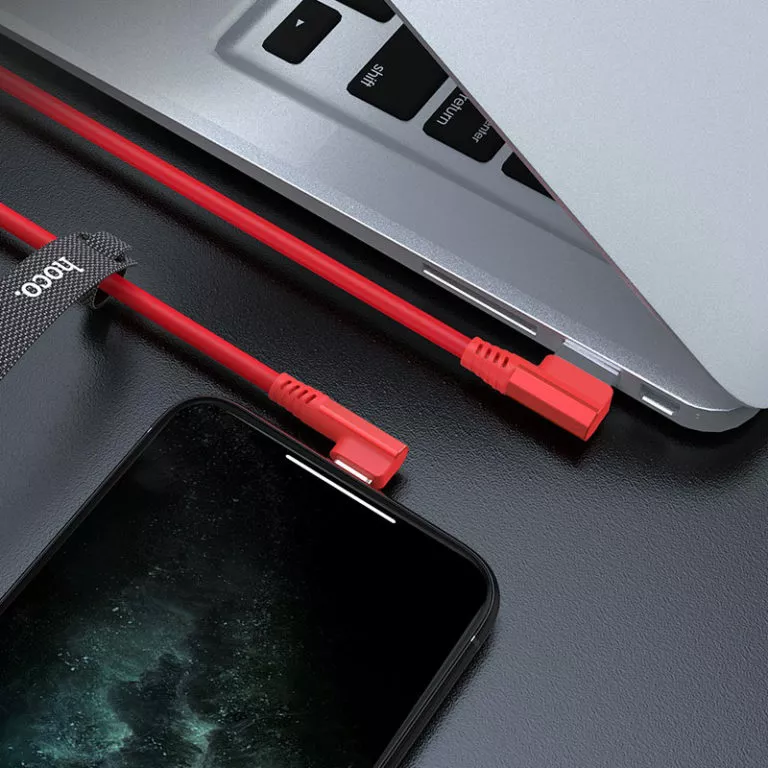 Кабель Hoco U83 Puissant Silicone USB-A - Lightning 12w 2.4a 1.2м cable Red - фото 3