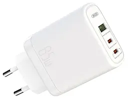 Сетевое зарядное устройство XO СE04 65w PD 2xUSB-C/USB-A ports fast charger white - фото Сетевое зарядное устройство XO СE04 65w PD 2xUSB-C/USB-A ports fast charger white