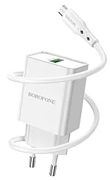 Сетевое зарядное устройство Borofone BN5 Jingrui 18W USB QC3.0 + micro USB Cable White - миниатюра 2