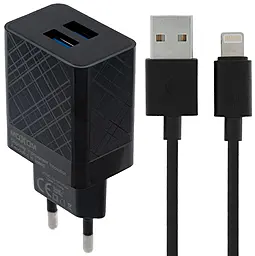 Сетевое зарядное устройство Moxom MX-HC22 2.4a 2xUSB-A ports charger + micro USB cable black - фото Сетевое зарядное устройство Moxom MX-HC22 2.4a 2xUSB-A ports charger + micro USB cable black