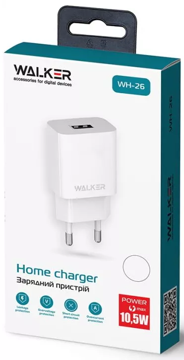 Сетевое зарядное устройство Walker WH-26 2.4a USB-A charger white - фото 2