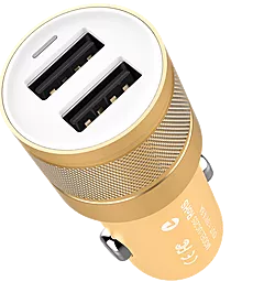 Автомобильное зарядное устройство Hoco UC205 2.4a 2xUSB-A ports car charger gold