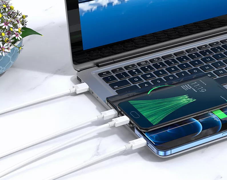 Універсальний кабель Hoco X74 3-in-1 USB-A to Type-C/Lightning/micro USB 10w 1м сable White - фото 4