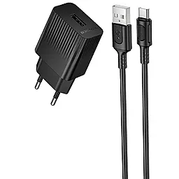 Мережевий зарядний пристрій Borofone BAS71A 2.1 USB-A home charger + USB-C cable black - фото Мережевий зарядний пристрій Borofone BAS71A 2.1 USB-A home charger + USB-C cable black