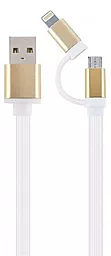 Універсальний кабель Cablexpert 2-in-1 USB-A to Lightning/micro USB 12w 2.4a 1м cable Gold (CC-USB2-AM8PmB-1M-GD) - фото Універсальний кабель Cablexpert 2-in-1 USB-A to Lightning/micro USB 12w 2.4a 1м cable Gold (CC-USB2-AM8PmB-1M-GD)