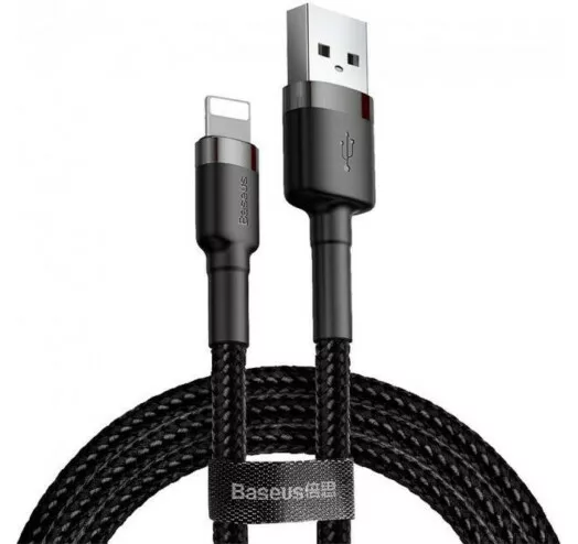 Кабель Baseus Cafule USB-A - Lightning 12w 2.4a 1м cable Black/Gray (CALKLF-BG1) - фото 1