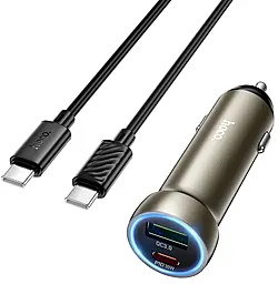 Автомобільний зарядний пристрій Hoco Z54A 48w PD/QC3.0 USB-C/USB-A ports car charger + USB-C to USB-C cable gold - фото Автомобільний зарядний пристрій Hoco Z54A 48w PD/QC3.0 USB-C/USB-A ports car charger + USB-C to USB-C cable gold