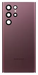Задняя крышка корпуса Samsung Galaxy S22 Ultra 5G S908 со стеклом камеры Burgundy - фото Задняя крышка корпуса Samsung Galaxy S22 Ultra 5G S908 со стеклом камеры Burgundy