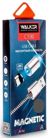 Кабель Walker C590 Magnetic USB-A - micro USB 12w 2.4a 1м cable Gray - фото 2