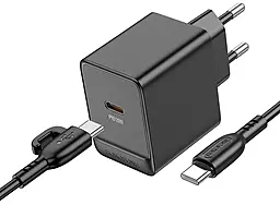 Сетевое зарядное устройство Borofone BAS13A 20w PD USB-C fast charger + USB-C to USB-C cable black - фото Сетевое зарядное устройство Borofone BAS13A 20w PD USB-C fast charger + USB-C to USB-C cable black