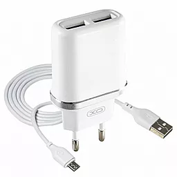 Сетевое зарядное устройство XO L52 10.5W 2.1A 2xUSB + micro USB Cable White