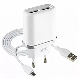 Сетевое зарядное устройство XO L52 2.1a 2xUSB-A ports charger + micro USB cable white - фото Сетевое зарядное устройство XO L52 2.1a 2xUSB-A ports charger + micro USB cable white