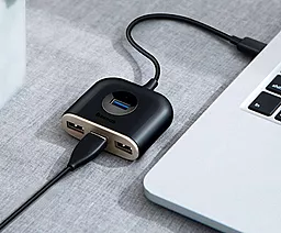 USB хаб Baseus Square Round 4 in 1 Adapter Type-C to USB3.0x1+USB2.0x3 0.17M Black (CAHUB-BY01) - миниатюра 6