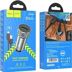 Автомобильное зарядное устройство Hoco Z49A Level 18W QC USB-A + micro USB Cable Gray - миниатюра 4