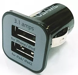 Автомобільний зарядний пристрій Usams 2USB (1A/2.1A) Black