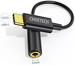 Аудіо-перехідник Choetech M-F USB Type-C - 3.5mm Black (CDLA) - мініатюра 3