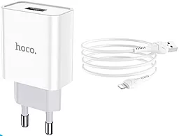 Сетевое зарядное устройство Hoco C81A Asombroso 10.5W 2.1A USB-A + Lightning Cable white - миниатюра 2