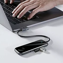 Мультипортовый USB Type-C хаб Baseus Mirror Series Multifunctional HUB+Apple Watch Wireless Charger Deep Gray (CAHUB-AZ0G) - миниатюра 8