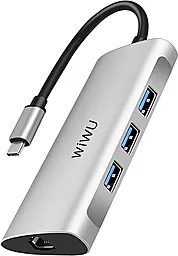 Мультипортовый USB Type-C хаб WIWU Alpha A631STR 6-in-1 grey - фото Мультипортовый USB Type-C хаб WIWU Alpha A631STR 6-in-1 grey