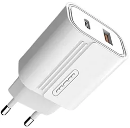 Сетевое зарядное устройство WUW C141 20w PD USB-C/USB-A ports charger white - фото Сетевое зарядное устройство WUW C141 20w PD USB-C/USB-A ports charger white