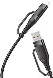 Кабель USB PD Borofone Multi-Energy 60w 20a 4-in-1 USB-A+C to Lightning/Type-C cable black - миниатюра 5