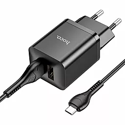 Мережевий зарядний пристрій Hoco N25 2.1a 2xUSB-A ports charger + mirco USB cable black - мініатюра 2 Мережевий зарядний пристрій Hoco N25 2.1a 2xUSB-A ports charger + mirco USB cable black - мініатюра 2