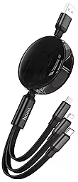 Універсальний кабель Hoco X78 3-in-1 USB-A to Type-C/Lightning/micro USB 12w 2.4a 1м сable Black - фото Універсальний кабель Hoco X78 3-in-1 USB-A to Type-C/Lightning/micro USB 12w 2.4a 1м сable Black