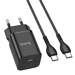 Сетевое зарядное устройство Hoco N19 Rigorous 25w PD USB-C home charger + USB-C to USB-C cable black
