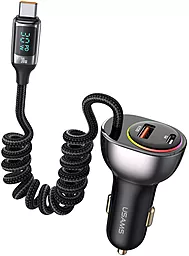 Автомобильное зарядное устройство Usams C37 60W USB-A-C PD30W/QC + USB-C Cable Black (US-CC192)
