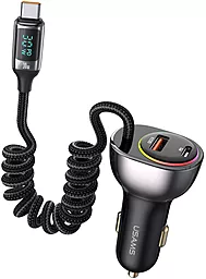 Автомобильное зарядное устройство Usams C37 60w PD USB-C/USB-A ports car charger + USB-C cable black (US-CC192) - фото Автомобильное зарядное устройство Usams C37 60w PD USB-C/USB-A ports car charger + USB-C cable black (US-CC192)