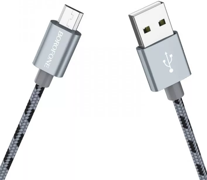 Кабель Borofone BX24 Ring Current USB-A - micro USB 12w 2.4a 1м cable Silver - фото 4
