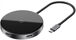 Мультипортовый USB Type-C хаб Baseus Circular Mirror + USB Hub USB-C -> USB3.0*1 + USB2.0*3 + Type-C PD Deep Gray (WXJMY-0G) - фото Мультипортовый USB Type-C хаб Baseus Circular Mirror + USB Hub USB-C -> USB3.0*1 + USB2.0*3 + Type-C PD Deep Gray (WXJMY-0G)