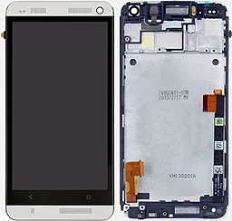 Дисплей HTC One M7 802 (802w) з тачскріном і рамкою, White