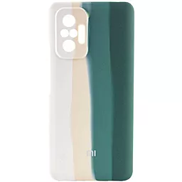 Чехол Epik Silicone Cover Full Rainbow для Xiaomi Redmi Note 10 Pro, Redmi Note 10 Pro Max Белый / Зеленый