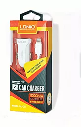 Автомобильное зарядное устройство LDNio USB Car charger 1A + USB Lightning Cable White (DL-C17)