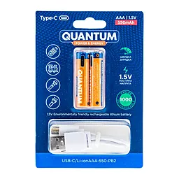 Аккумулятор Quantum AAА (R03) 550mAh TipTop 2шт +Type-C кабель - фото Аккумулятор Quantum AAА (R03) 550mAh TipTop 2шт +Type-C кабель