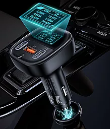 Автомобільний зарядний пристрій AceFast Metal Car Charger OLED Smart Display B5 USB-A + 2USB QC3.0/PD 101W Black - мініатюра 4