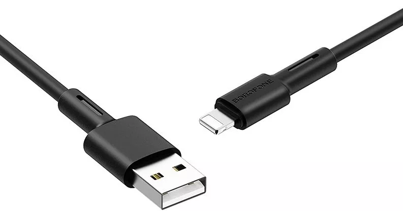 Кабель Borofone BX31 Silicone USB-A - Lightning 12w 2.4a 1м cable Black - фото 3