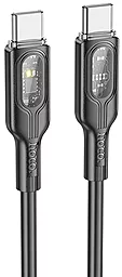 Кабель USB PD Hoco U120 Transparent + intelligent power-off 60w 3a 1.2m USB Type-C - Type-C cable Black
