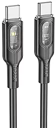 Кабель Hoco U120 Transparent intelligent power-off USB Type-C - Type-C 60w 3a 1.2м PD cable Black - фото Кабель Hoco U120 Transparent intelligent power-off USB Type-C - Type-C 60w 3a 1.2м PD cable Black