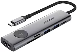 Мультипортовый USB Type-C хаб FrimeCom Boyye UC-721 6-in-1 gray