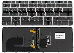 Клавиатура для ноутбука HP EliteBook 840 G3 с подсветкой клавиш, silver frame с джойстиком Black