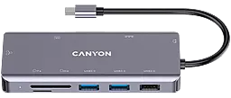 Мультипортовый USB Type-C хаб Canyon DS-11 9-in-1 USB3.1 gray (CNS-TDS11)