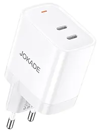 Сетевое зарядное устройство Jokade JB083 30w PD 2xUSB-C ports charger white - фото Сетевое зарядное устройство Jokade JB083 30w PD 2xUSB-C ports charger white