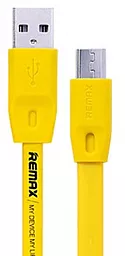 Кабель Remax Full Speed USB-A - micro USB 12w 2.4a 2м cable Yellow (RC-001m) - фото Кабель Remax Full Speed USB-A - micro USB 12w 2.4a 2м cable Yellow (RC-001m)