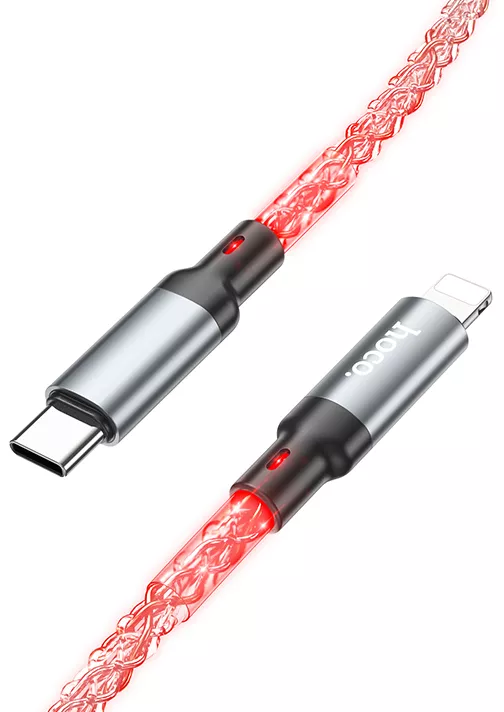 Кабель Hoco U112 LED Shine USB Type-C - Lightning 20w 3a 1м PD сable RGB - фото 5