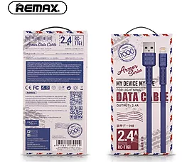 Кабель Remax Armor USB-A - Lightning 12w 2.4a 1м cable Blue (RC-116i) - миниатюра 4 Кабель Remax Armor USB-A - Lightning 12w 2.4a 1м cable Blue (RC-116i) - миниатюра 4
